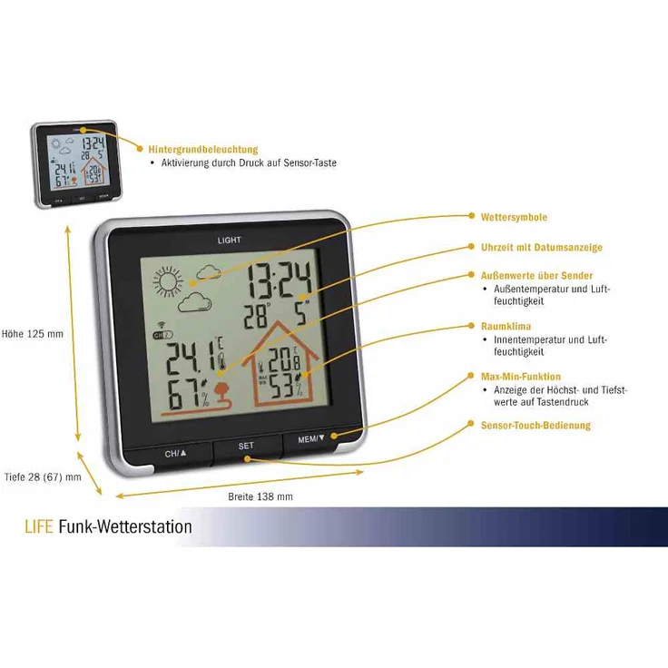 TFA Dostmann LIFE 35.1153.01 Funk-Wetterstation Vorhersage für 12 bis 24 Stunden – Bild 4