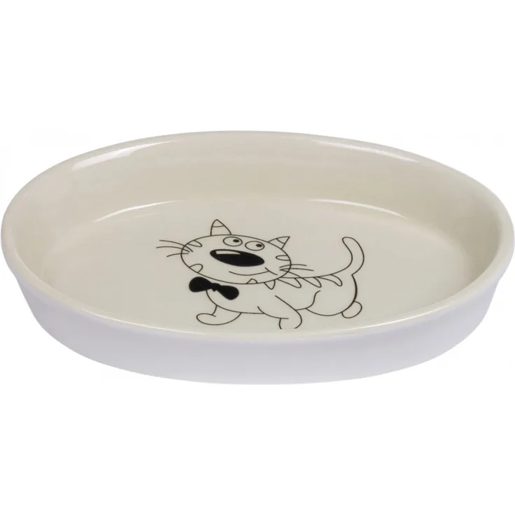 Nobby Katzen Keramik Schale oval creme beige 17 x 11 x 2,5 cm 120 ml