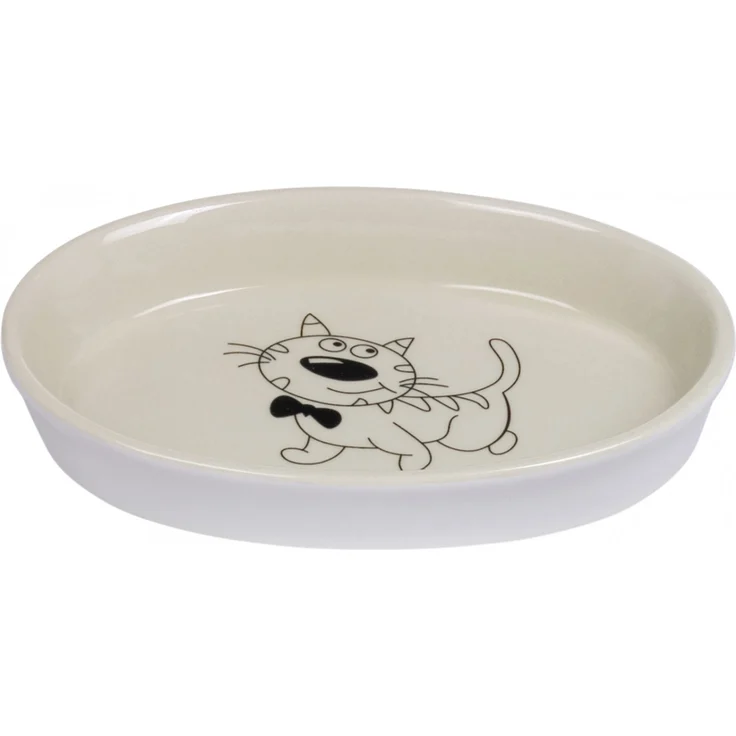 Nobby Katzen Keramik Schale oval creme beige 17 x 11 x 2,5 cm 120 ml