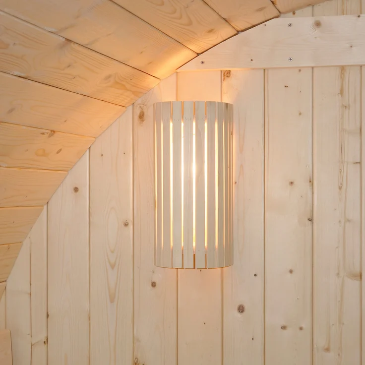 HOME DELUXE - Outdoor Fasssauna LAHTI XL - Maße: BxTxH: ca. 195 cm x 192 cm x 220 cm, Holz: Fichtenholz - inkl. Elektroofen und kompl. Saunazubehör I Gartensauna, Außensauna, Sauna für 6 Personen – Bild 6