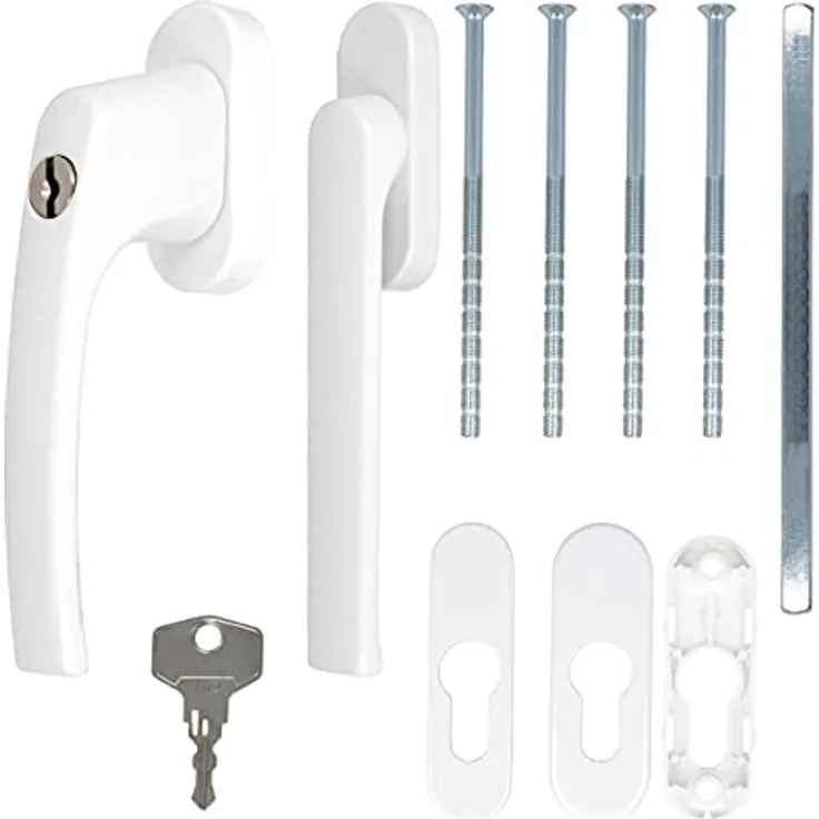 Alu Terrassentürgriff Balcony mit Flachgriff - abschließbar Weiß RAL 9016