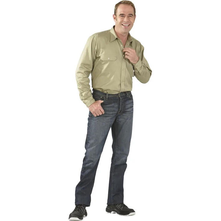 Größe 39-40 Herren Planam Hemden Köperhemd langarm khaki Modell 0409