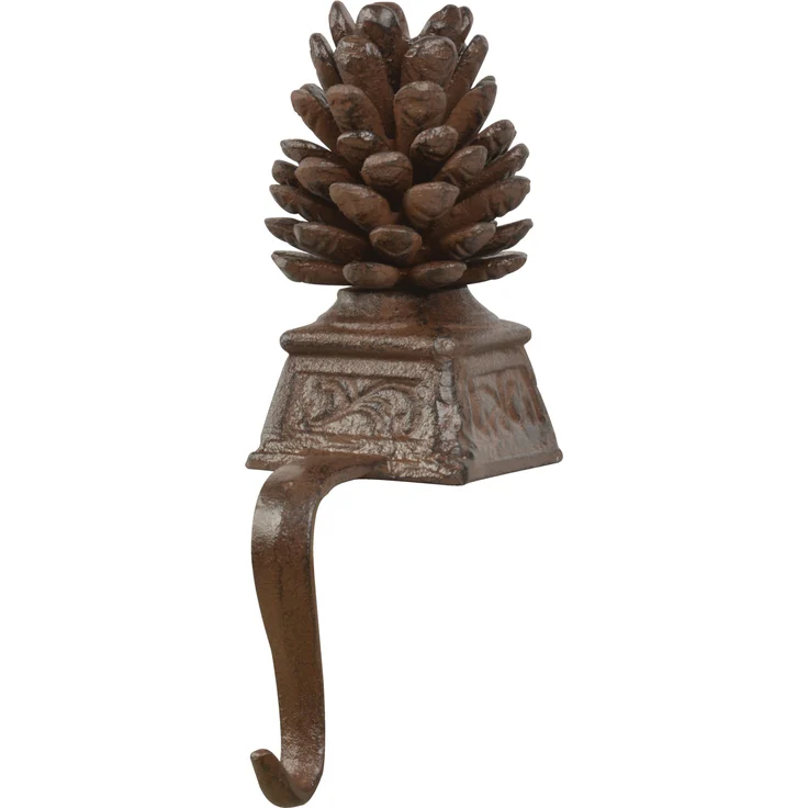 Sockenhänger Zapfen Tannenzapfen Gusseisen Haken braun