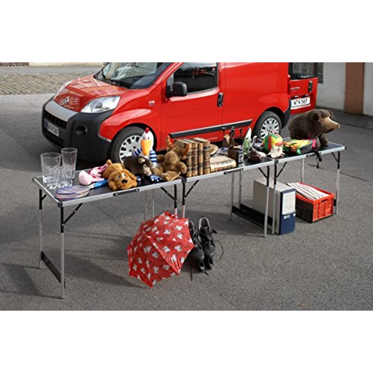 Meister Multifunktionstisch 3-teilig - 30 kg Tragkraft je Tisch (100 x 60 cm) - 4-fach höhenverstellbar - Klappfunktion - Party Tisch - Tapeziertisch - Flohmarkttisch - Beistelltisch – Bild 9