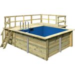 Karibu Pool 1 SET 44 mm inkl. Filterpaket klein, Terrasse vor Kopf an der Seite 3,5 m breit+ Terrasse an der Seite