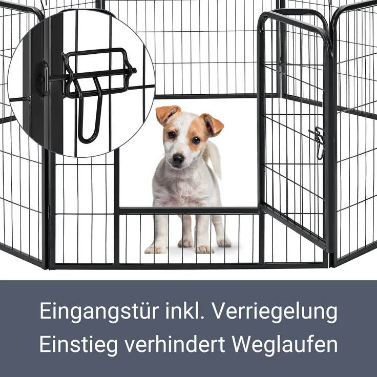 Juskys Welpenauslauf Plus 160 x 160 x 80 cm – Welpenlaufstall 8-teilig aus Metall – Freigehege mit Tür – Welpengitter für Hunde, Hasen & Kleintiere - Preisvergleich – Bild 8