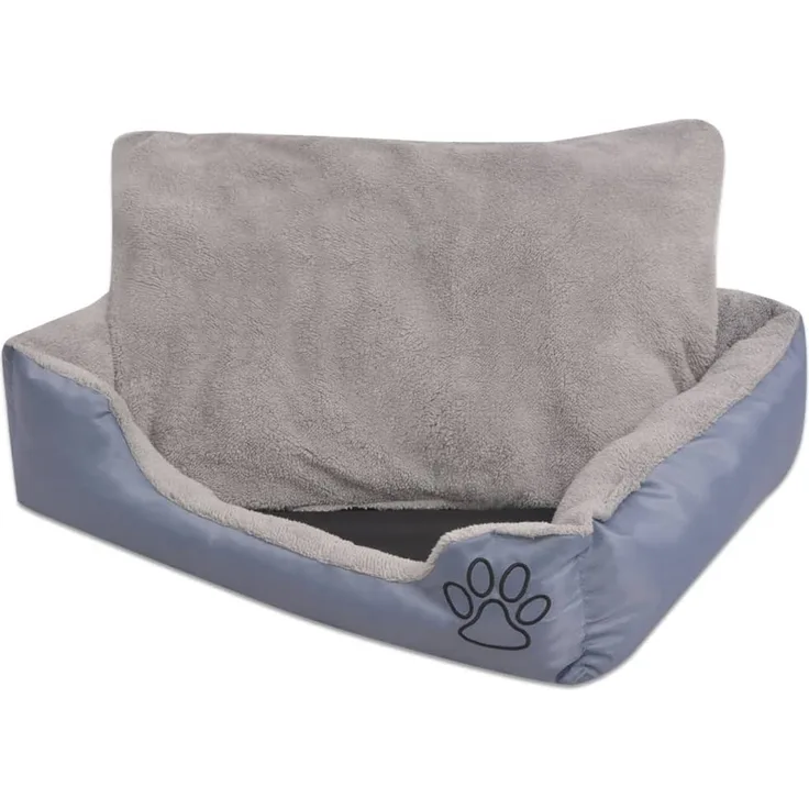 vidaXL Hundebett mit gepolstertem Kissen Größe S Grau