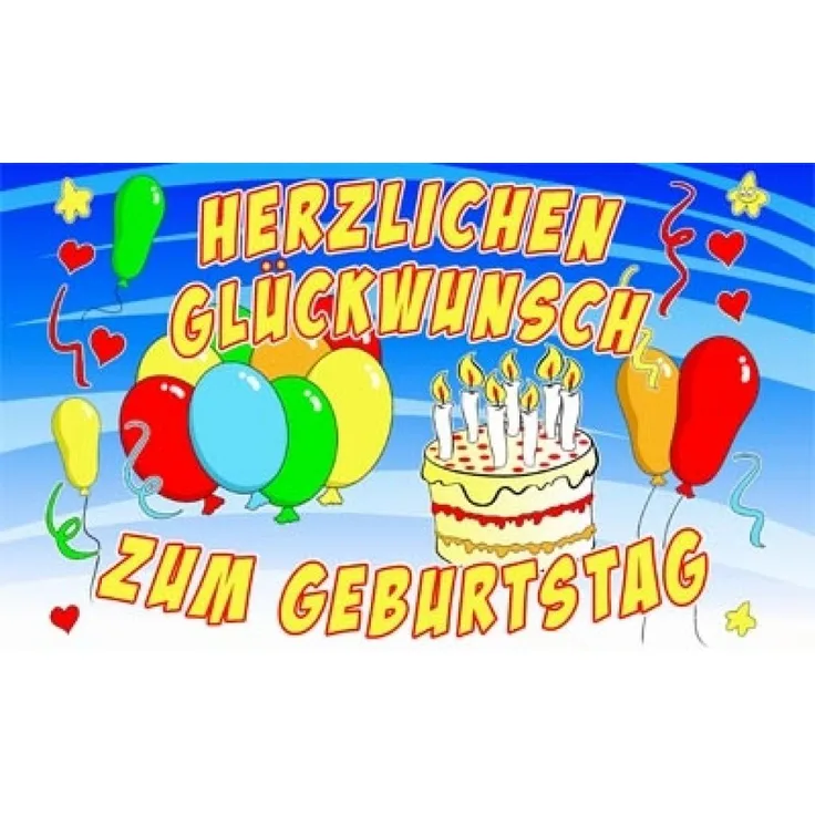 trends4cents Flagge HERZLICHEN GLÜCKWUNSCH ZUM GEBURTSTAG 90 x 150 cm