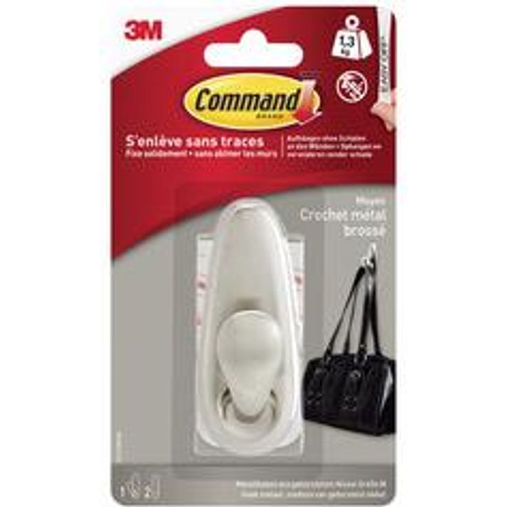 3M Command Medium Metallhaken klassisch (L x B x H) 83 x 32 x 32mm Nickel (gebürstet) Inhalt 1St.