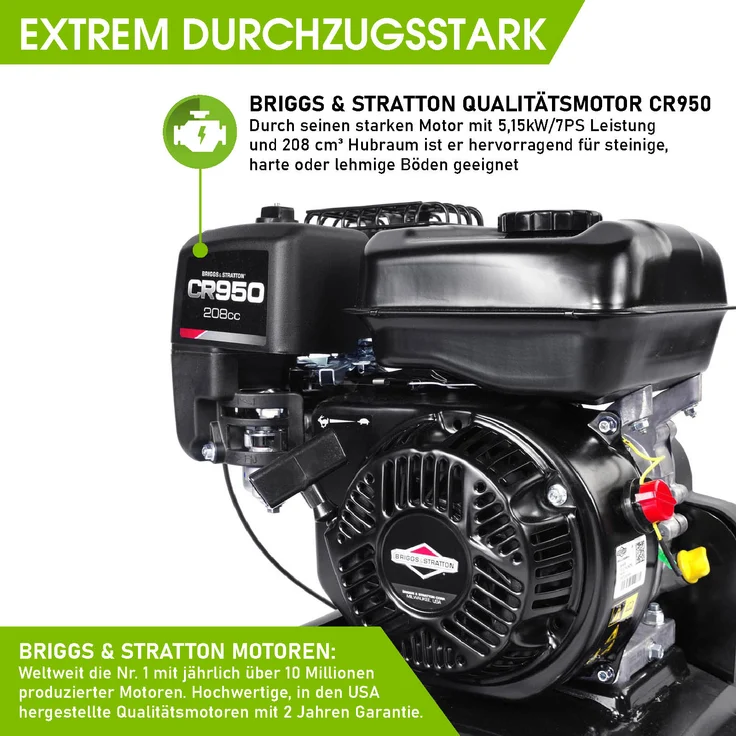 BRAST Benzin Motorhacke 5,15kW(7,0PS) Ackerfräse 208ccm Briggs & Stratton Motor – Bild 4