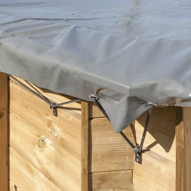 Winterabdeckplane 580g-m² für Echtholz Rechteckbecken Bambu