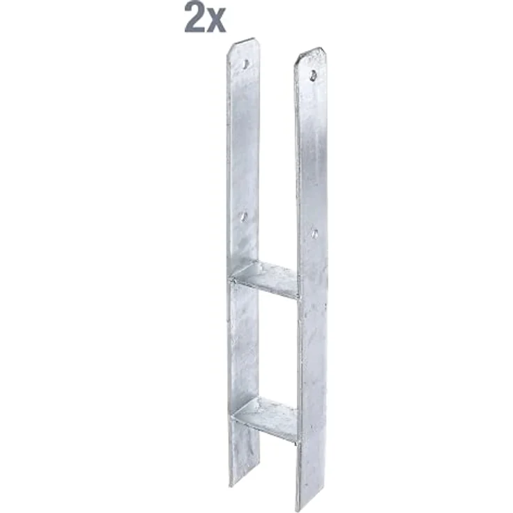 Alberts H-Pfostenträger | feuerverzinkt | lichte Breite 91 mm | Gesamthöhe 600 mm | Materialstärke 5 mm | 2er Set 
(214968) – Bild 2