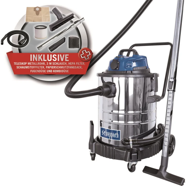 Scheppach Nass und Trockensauger ASP50-ES Nasssauger Staubsauger | 1400 W Leistung | 50 l Behälter | Einschaltautomatik | inkl. Zubehör – Bild 6