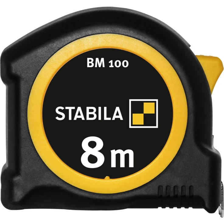 STABILA Taschenbandmaß BM 100, 8 m, Maßband mit metrischer Skala, bruchsicheres ABS-Gehäuse, beweglicher Anfangshaken, Gürtel-Clip, MID-Genauigkeit – Bild 2