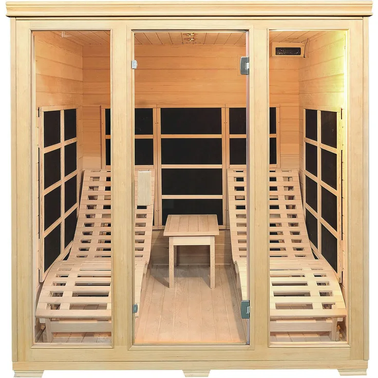Artsauna Infrarotkabine Billund – Dual-Heizsystem Infrarotsauna - 2 Personen – LED-Farblicht, digitaler Steuerung – Hemlock-Holz, 170 x 190 x 190 cm