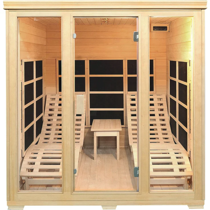 Artsauna Infrarotkabine Billund – Dual-Heizsystem Infrarotsauna - 2 Personen – LED-Farblicht, digitaler Steuerung – Hemlock-Holz, 170 x 190 x 190 cm – Bild 1