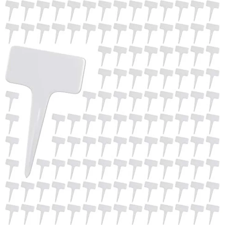 Wellgro Gewächshaus 120 Pflanzschilder - Kräuterschilder zum Beschriften - Kunststoff - weiß - ca. 10 x 6 cm (LxB) - Beetstecker - Pflanzenschilder - Gartenschild