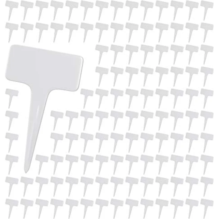 Wellgro Gewächshaus 120 Pflanzschilder - Kräuterschilder zum Beschriften - Kunststoff - weiß - ca. 10 x 6 cm (LxB) - Beetstecker - Pflanzenschilder - Gartenschild – Bild 1