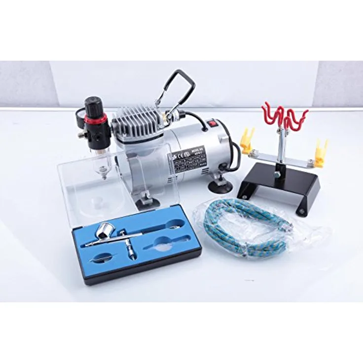 Bc-elec - TC-20K Airbrush Komplettset AS18-2 inkl. einer Sprühpistole AB-130 - Grau