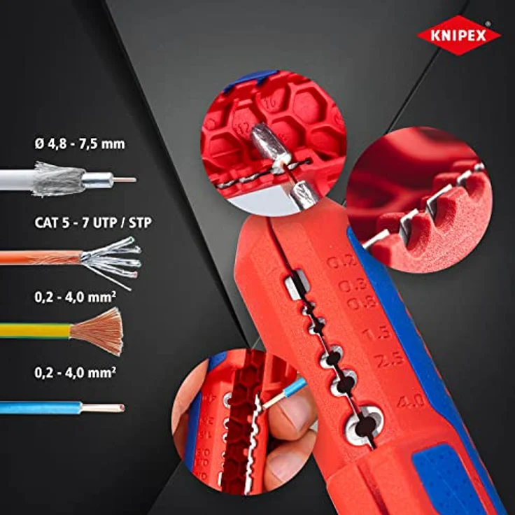 KNIPEX 16 95 01 SB ErgoStrip Universal-Abmantelungswerkzeug 135 mm – Bild 5