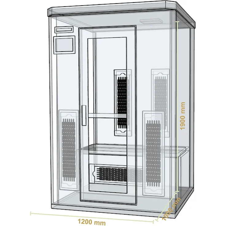Artsauna Infrarotkabine Oslo – Vollspektrum Infrarotsauna für 2 Personen – LED-Farblicht, digitale Steuerung – 120 x 100 cm – Hemlock-Holz – Bild 10