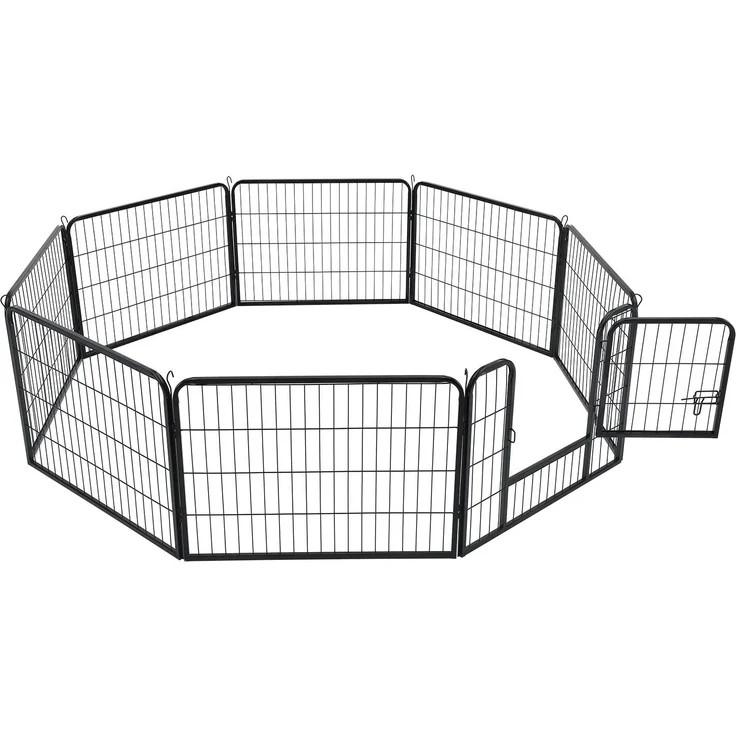 Juskys Welpenauslauf 160 x 160 x 60 cm – Welpenlaufstall 8-teilig aus Metall – Freigehege mit Tür – Welpengitter für Hunde, Hasen & Kleintiere – Bild 10