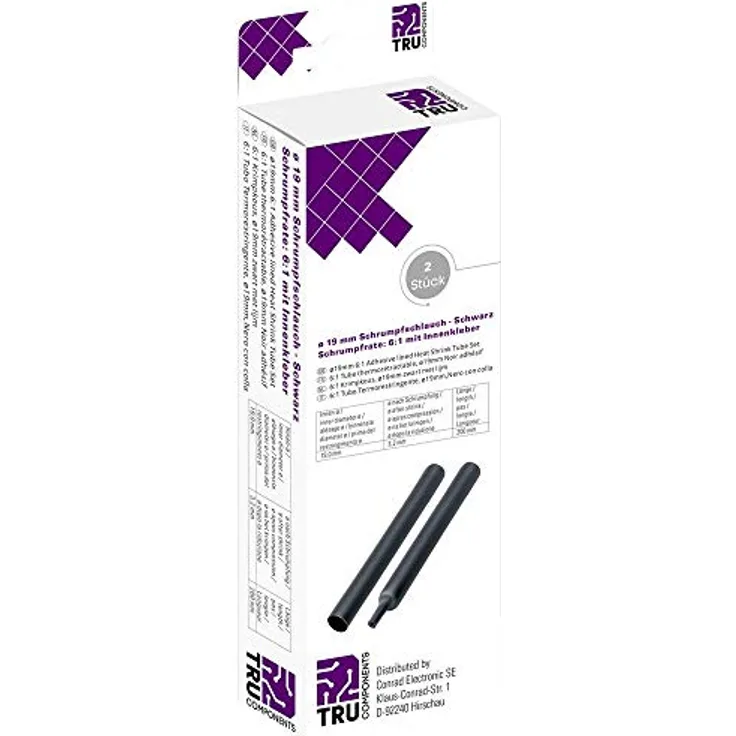 Tru Components 8445028 Schrumpfschlauch mit Kleber Schwarz 19 mm Schrumpfrate 6 1 2 St. a  200 mm Länge (8445028)