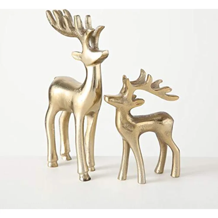 BOLTZE Dekofigur Hirsch Taisto Gold stehend 2er Set Weihnachtsdekoration Landhaus Design