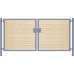 Elektrisches Einfahrtstor Premium-Line (2-flügelig) mit Holzfüllung waagerecht; symmetrisch; anthrazit; B: 200 cm H: 200 cm