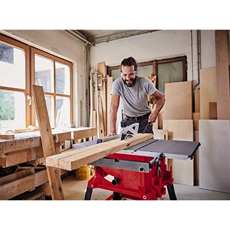 Einhell Tischkreissäge TC-TS 2225 U (max. 2200 W, 254 x ¸30 mm Sägeblatt, Parallel--Winkelanschlag, Softstart, neigbares Sägeblatt, Höhenverstellung bis 80 mm) – Bild 7