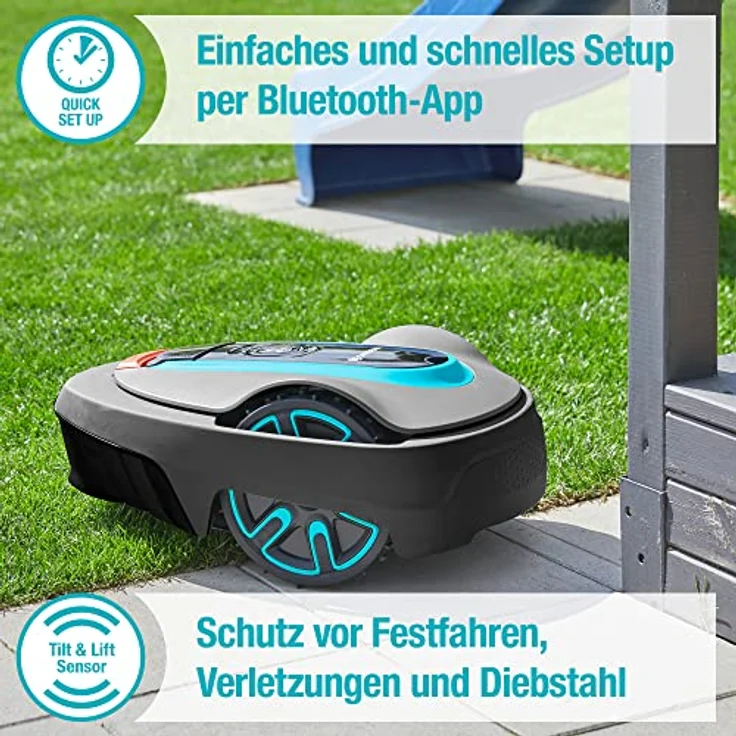 Gardena Mähroboter SILENO city 600 m²: Rasenroboter für bis zu 600 m² Rasenfläche, präzise Schnittergebnisse, Einstellungen und Setup über Gardena Bluetooth App (15010-20) – Bild 7