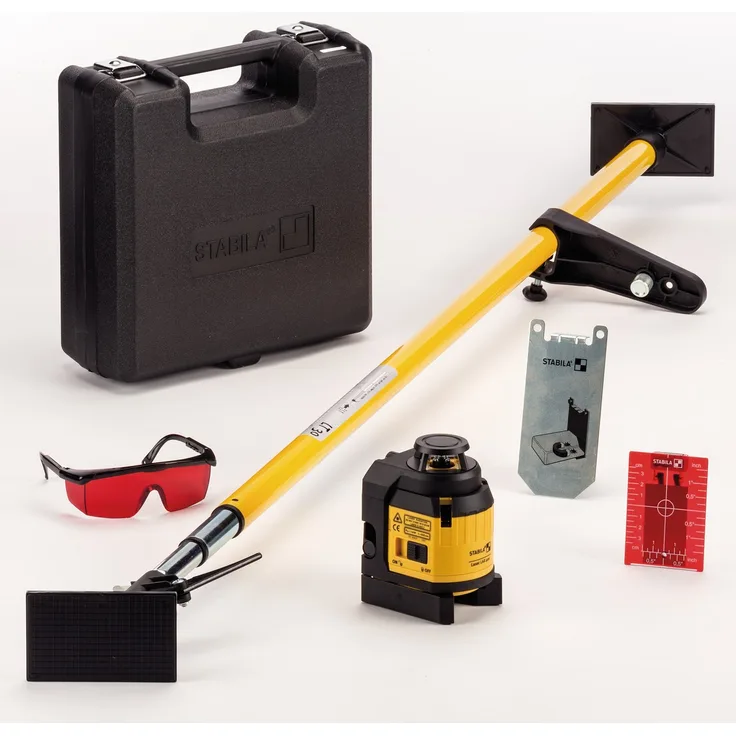 STABILA Kreuzlinienlaser LAX 400, selbstnivellierend, 360°-Horizontal-Linie, 2 Vertikal-Linien, Lotfunktion, Reichweite (sichtbare Linie): 20 m, Laser-Teleskopstütze, Tragekoffer