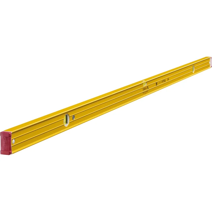 STABILA Wasserwaage Type 96-2, 200 cm, extrasteifes Alu-Profil, 1 Horizontal-Libelle, 2 Vertikal-Libellen, stoßdämpfende Endkappen, integrierte Rutsch-Stopper, Made in Germany – Bild 1