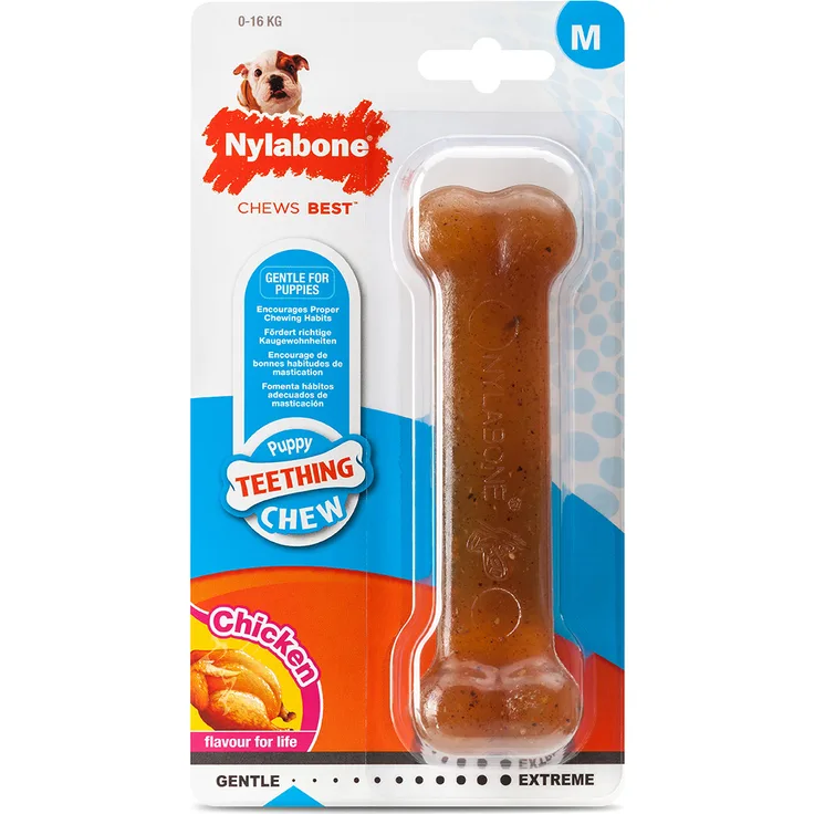 Nylabone Puppy Welpen Kauknochen Hühnchen-Geschmack M