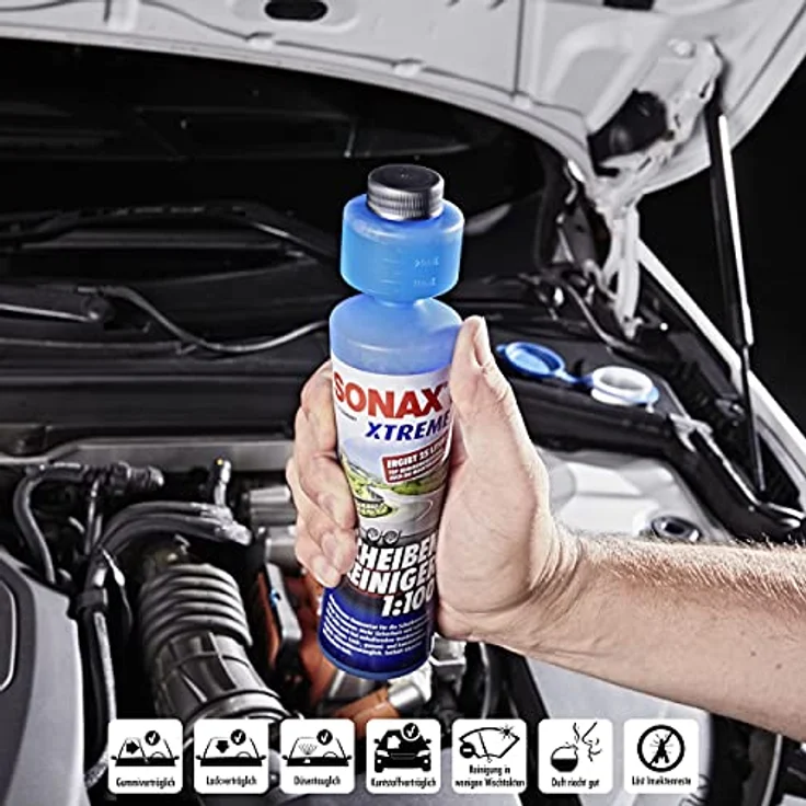 SONAX 02711410  XTREME ScheibenReiniger 1:100 250 ml Reinigungskonzentrat mit frischem Duft für die Scheibenwaschanlage Fächerdüsentauglich Lack-, gummi- und kunststoffverträglich – Bild 5