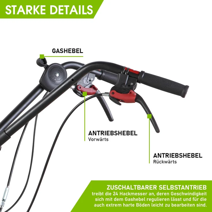 BRAST Motorhacke Benzin Gartenfräse 5,15kW (7PS) Selbstantrieb 33, 62 oder 85cm Arbeitsbreite 212ccm TÜV geprüft - Preisvergleich – Bild 8