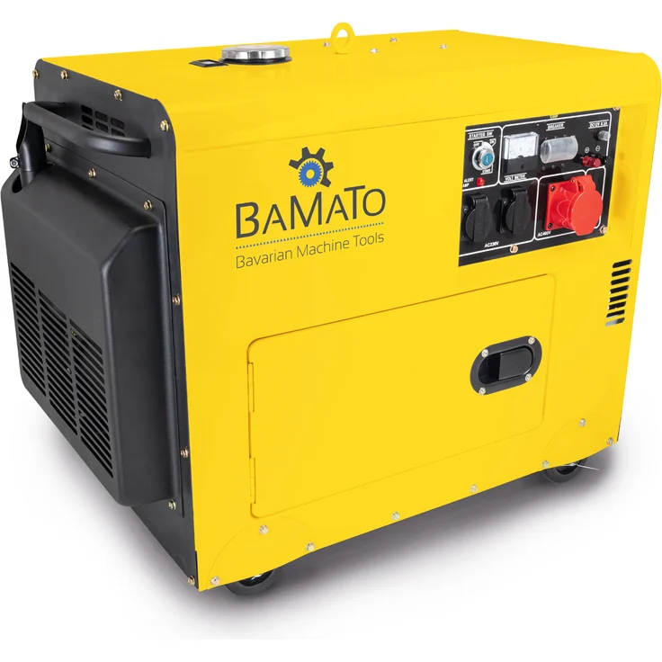 BAMATO Diesel Stromerzeuger BGE-5000D 3-phasig 230 V, 400 V Dauerleistung 1500 Watt (230 V) / 4400 Watt (400 V) Elektrostart bei 3/4 Last 1,61 Liter / Stunde 169 kg – Bild 1