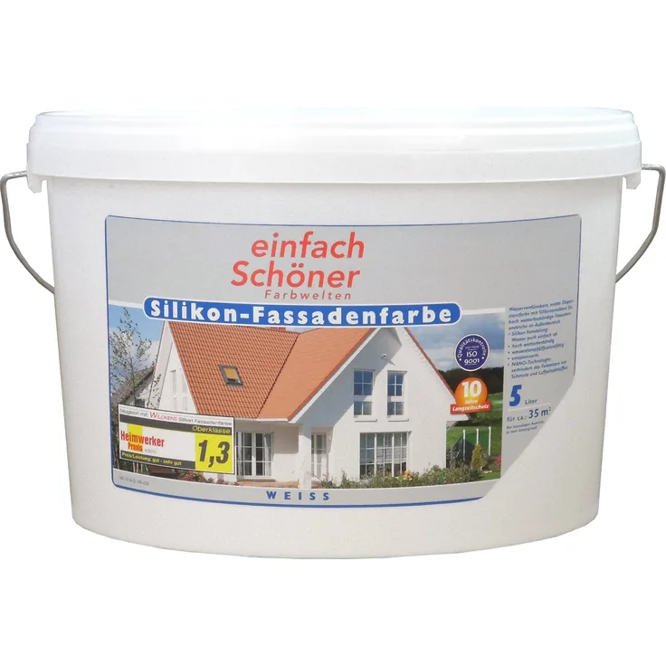 10l eS-Silikon-Fassadenfarbe Weiß Wandfarbe matt Außenfarbe Farbe außen
