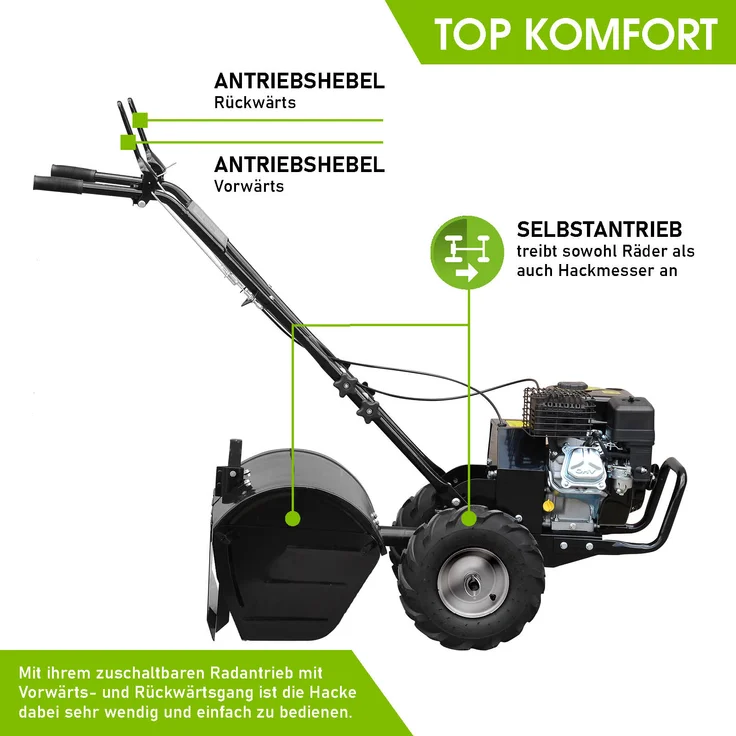 BRAST Motorhacke Benzin Gartenfräse 5,15kW(7PS) Selbstantrieb 50cm Arbeitsbreite 212ccm TÜV geprüft, AF7000 – Bild 8