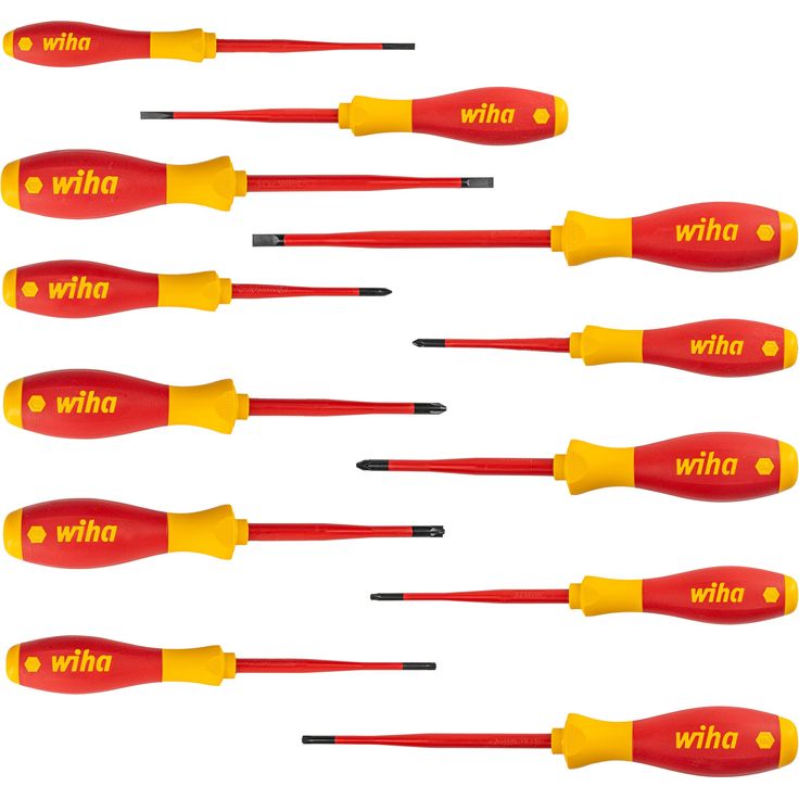 Wiha Schraubendreher Set 12-teilig Elektriker VDE geprüft, isoliert 1.000 V (41003) I Profi Schraubenzieher Set mit dünner Spitze Schlitz/Kreuz/Kreuzschlitz/Torx/Plusminus I Elektriker Werkzeug