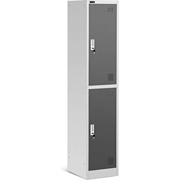 Fromm & Starck STAR_MCAB_03 Spindschrank 2 Fächer grau abschließbar Metallspind Schließfachschrank Stahl beschichtet