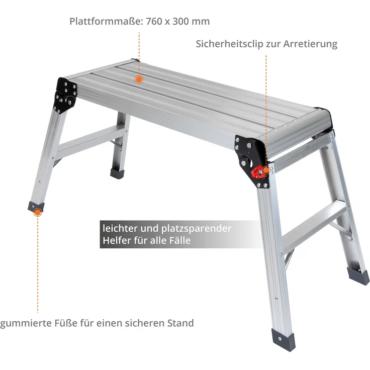 GÜDE GAAP 760 Aluminium Arbeitsplattform Leiter Tritt Trittleiter Hocker – Bild 2