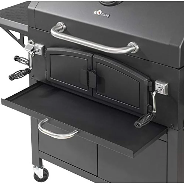 Barbecue El Fuego Holzkohlegrill Grand Ontario Holzkohlegrillwagen Smoker BBQ, Grillfläche 81 x 46 cm – Bild 6