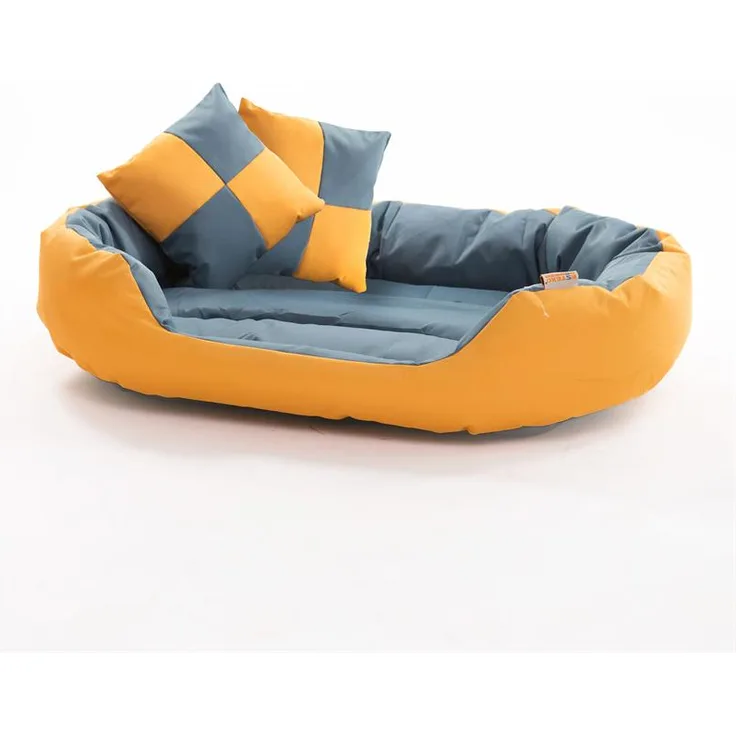 Hundebett Hundekissen Hundekorb 150x120x25 cm Haustierbett Hundesofa Gelb/Grau