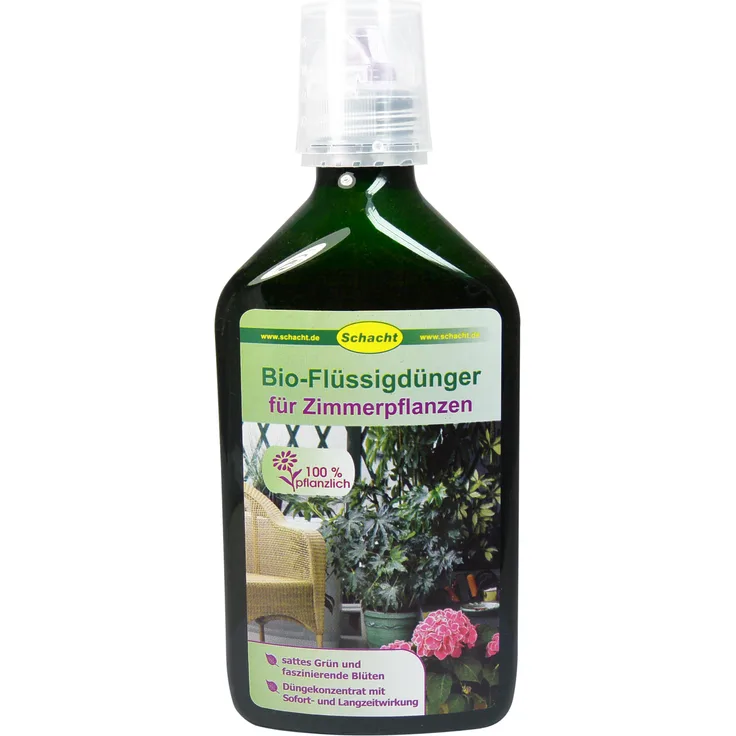 SCHACHT Bio-Flüssigdünger für Zimmerpflanzen, 350 ml Flasche mit Squeeze-Verschluss