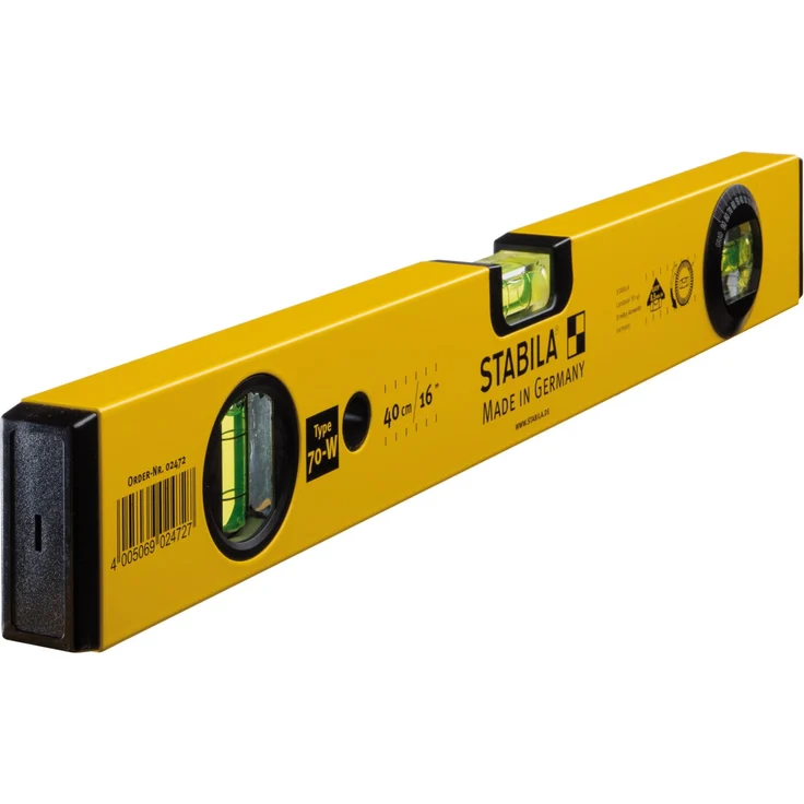 STABILA Wasserwaage Type 70 W, 40 cm, leichtes Alu-Profil, 1 Horizontal-Libelle, 1 Vertikal-Libelle, 1 drehbare Winkel-Libelle, Made in Germany – Bild 1