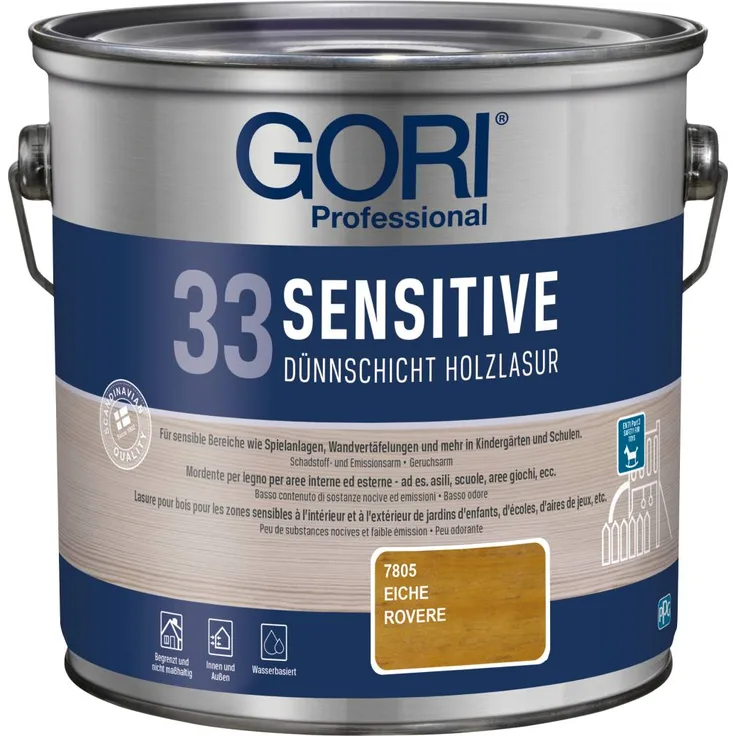 GORI Professional 33 SENSITIVE, Dünnschicht-Holzlasur, eiche, 2,5 l