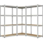 3er Metall Regalsystem Easy | 1 Eckregal & 2 Lagerregale | 12 MDF Holz Böden | 960 kg | verzinkt | Stecksystem | Schwerlastregal Steckregal | Juskys