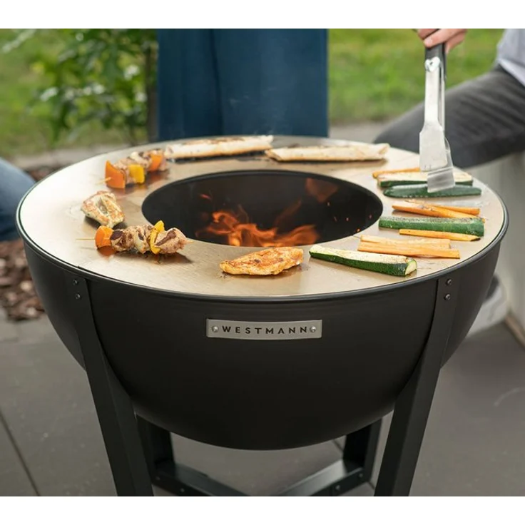 Westmann Premium Grill Feuerstelle inkl. Edelstahl Grillplatte schwarz 81x81x62 cm – Bild 5