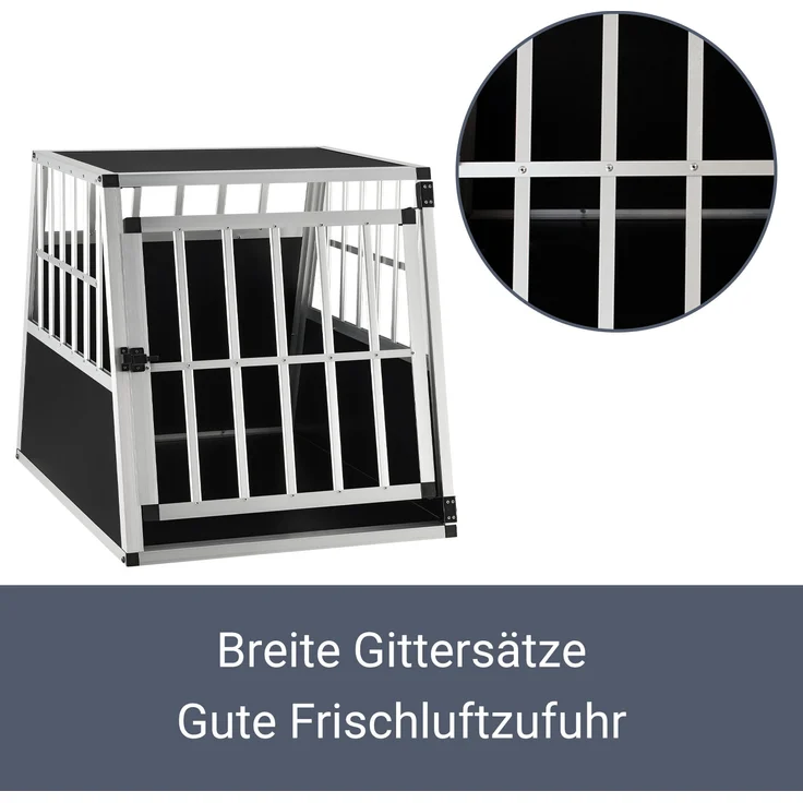 Juskys Alu Hundetransportbox L-X - 65×91×69 cm – Auto Hundebox robust & pflegeleicht – Gittertür verschließbar – Aluminium Reisebox für Hunde – Bild 5